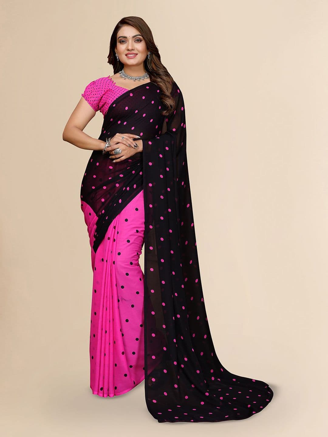 Moda Rapido Polka Dot Poly Georgette Saree - view 1