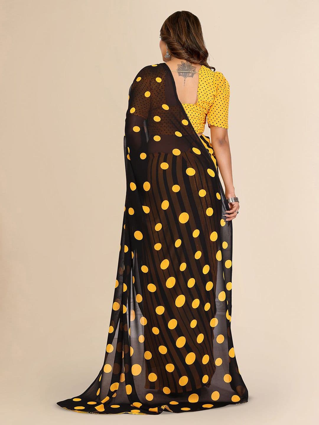 Moda Rapido Polka Dot Poly Georgette Saree thumbnail 2