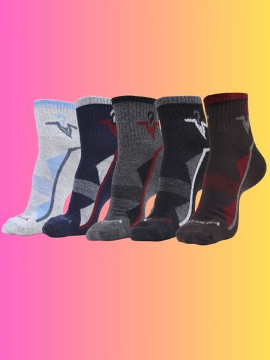 MJE Men Pack Of 5 Patterned Ankle Length Socks - view 1
