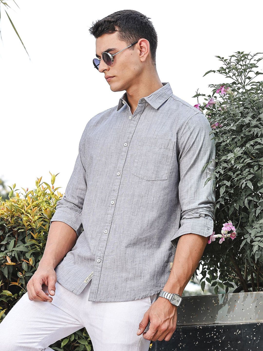 Thomas Scott Premium Linen Spread Collar Slim Fit Casual Shirt thumbnail 6