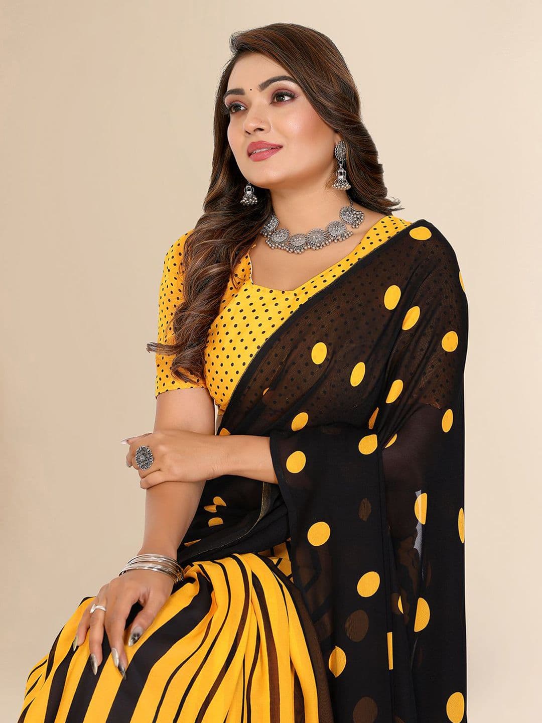 Moda Rapido Polka Dot Poly Georgette Saree thumbnail 5