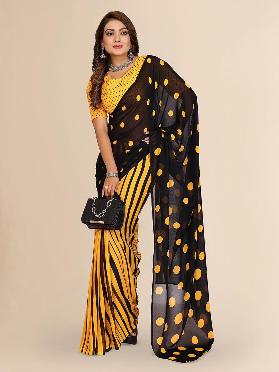 Moda Rapido Polka Dot Poly Georgette Saree thumbnail 6