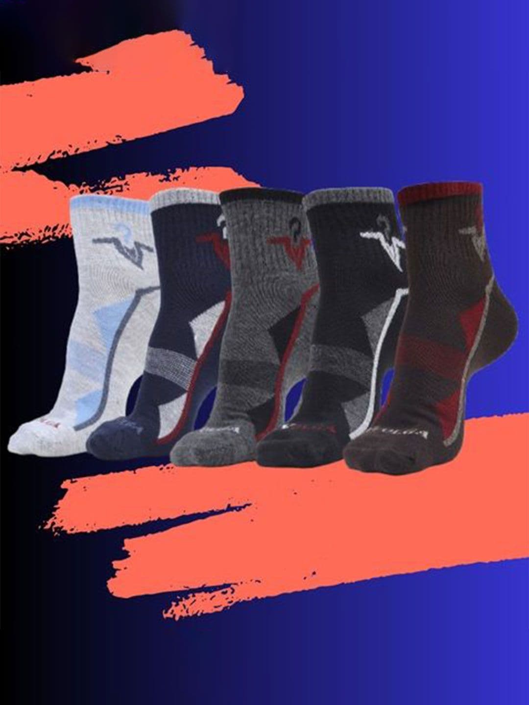 MJE Men Pack Of 5 Patterned Ankle Length Socks - view 1