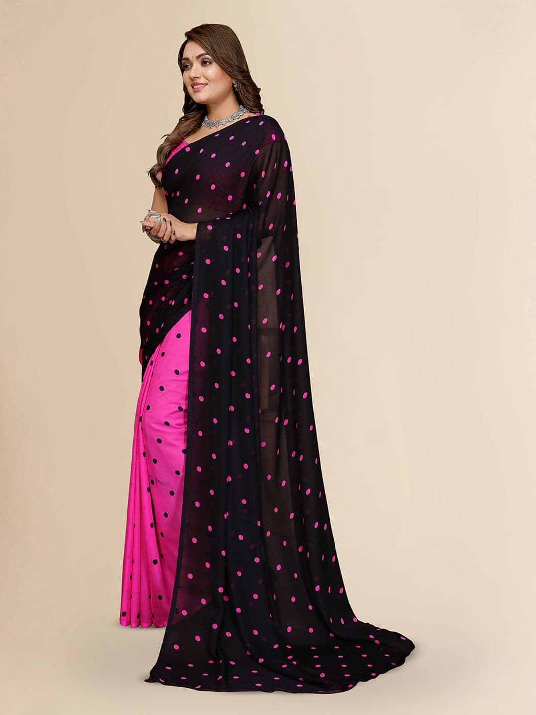 Moda Rapido Polka Dot Poly Georgette Saree thumbnail 2