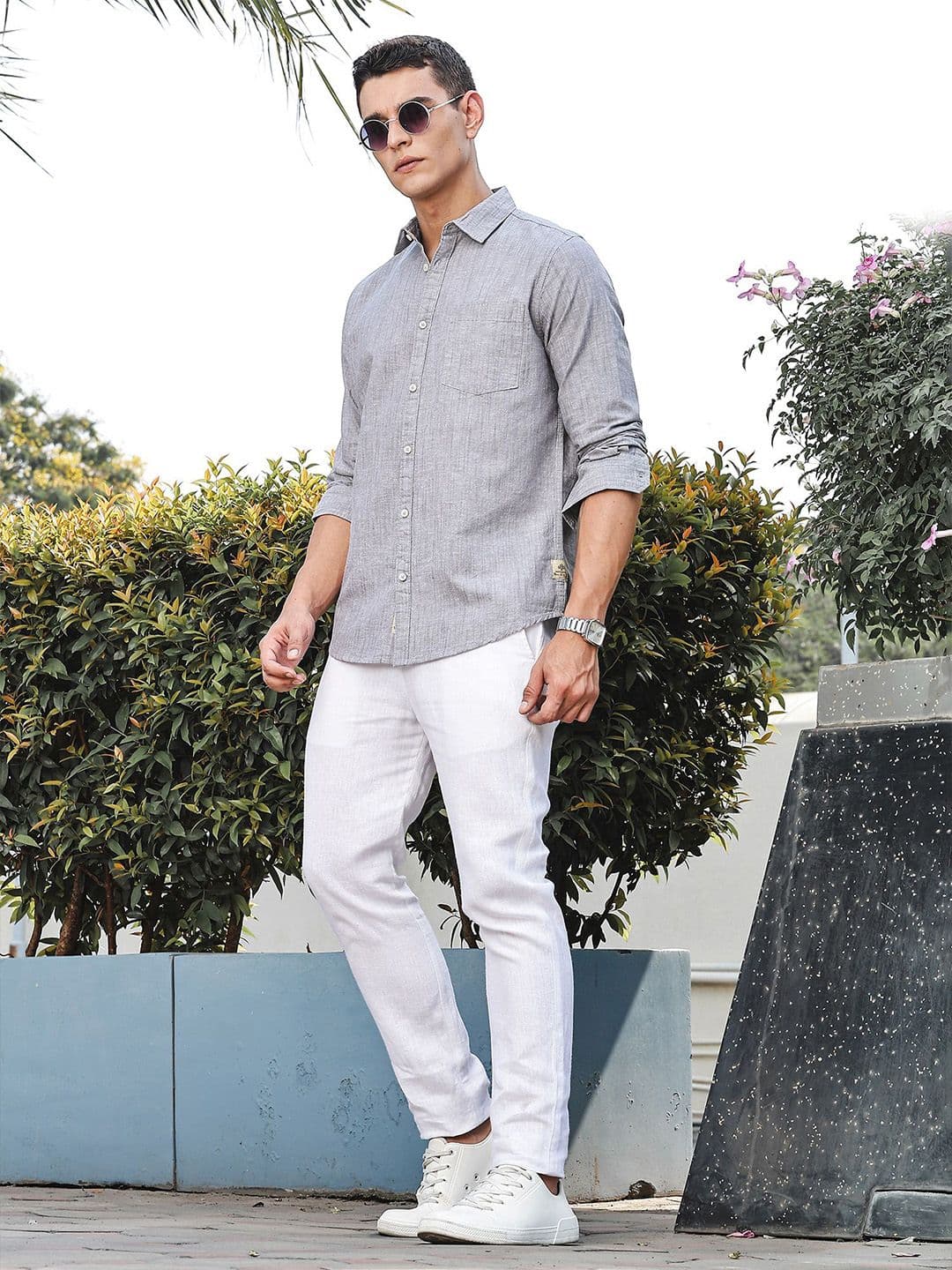 Thomas Scott Premium Linen Spread Collar Slim Fit Casual Shirt thumbnail 4