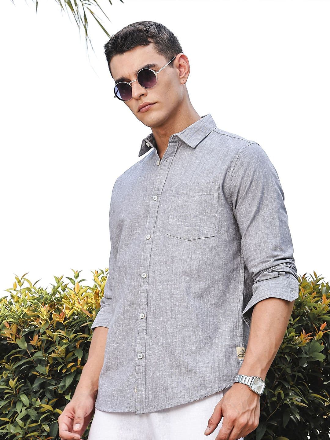 Thomas Scott Premium Linen Spread Collar Slim Fit Casual Shirt thumbnail 3
