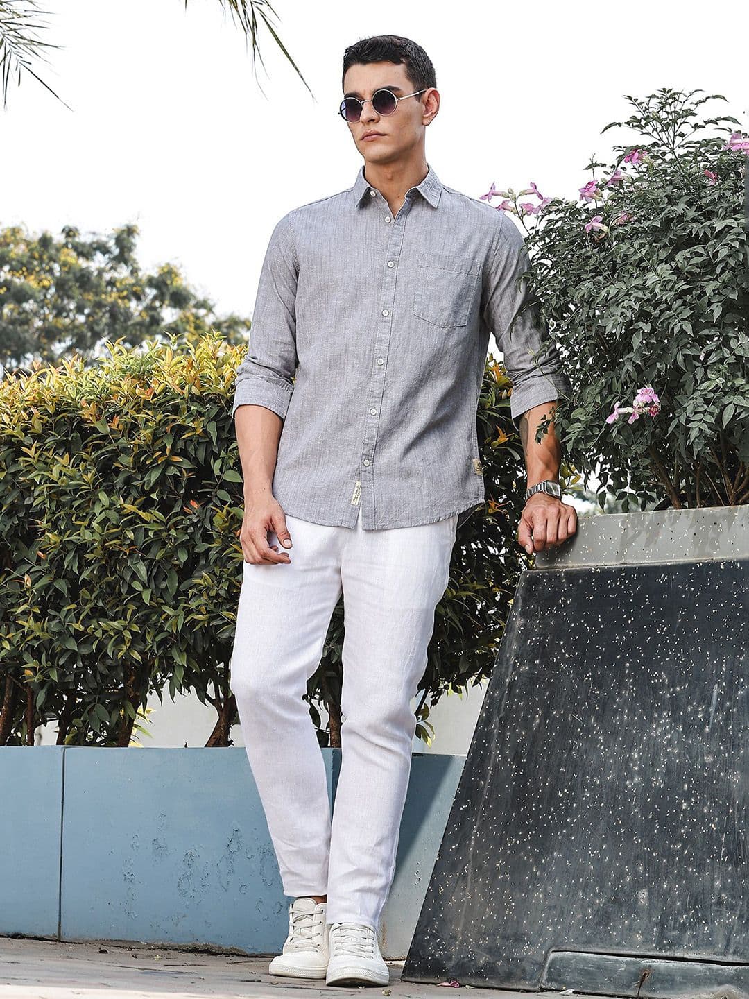 Thomas Scott Premium Linen Spread Collar Slim Fit Casual Shirt thumbnail 7
