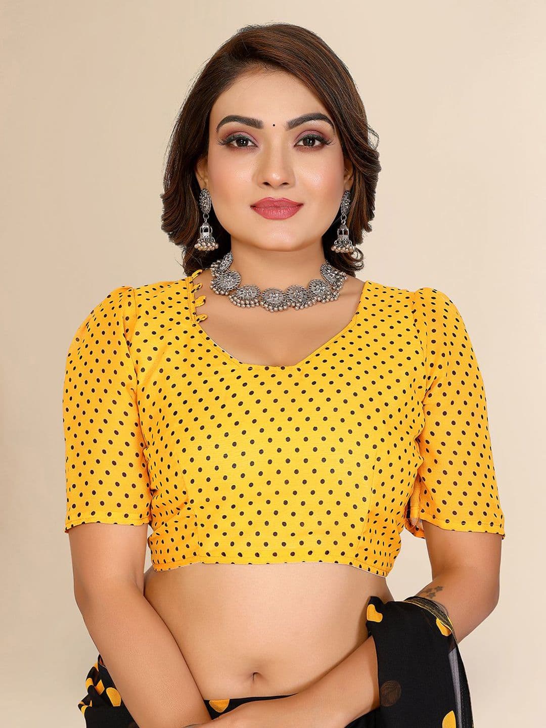 Moda Rapido Polka Dot Poly Georgette Saree thumbnail 4