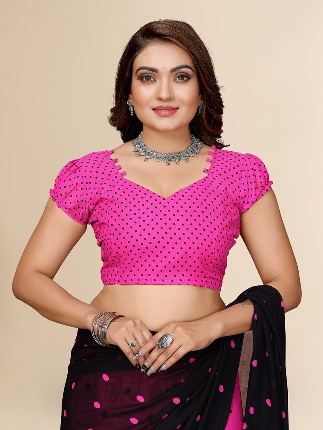 Moda Rapido Polka Dot Poly Georgette Saree thumbnail 7