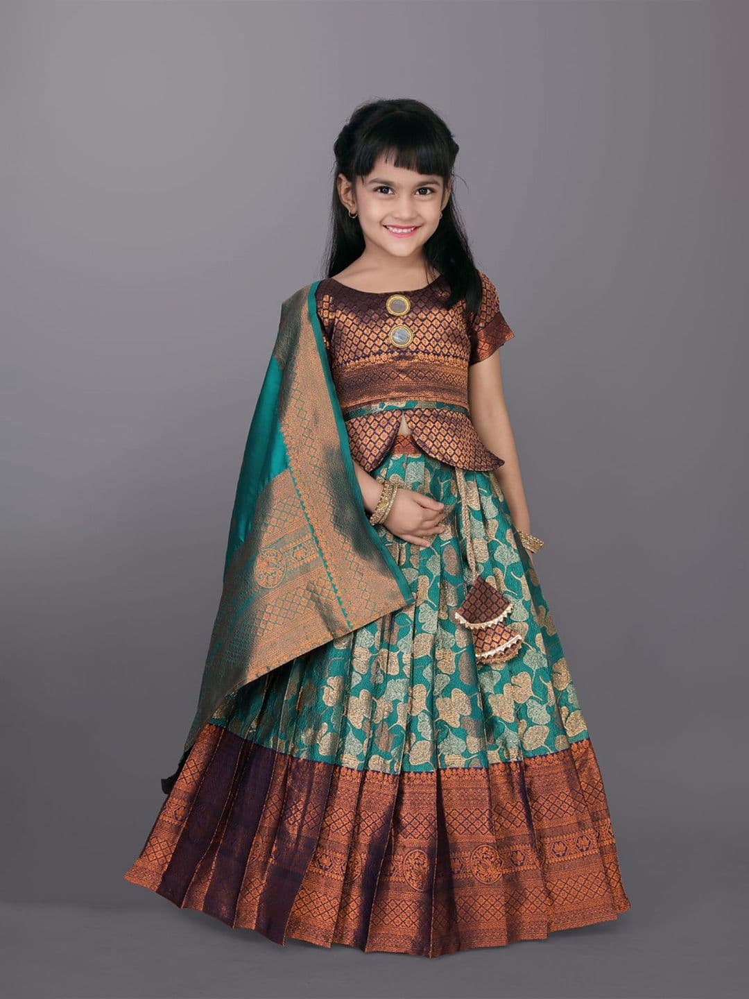 satyamfab Girls Floral Woven Design Ready to Wear Lehenga & Blouse With Dupatta - view 1