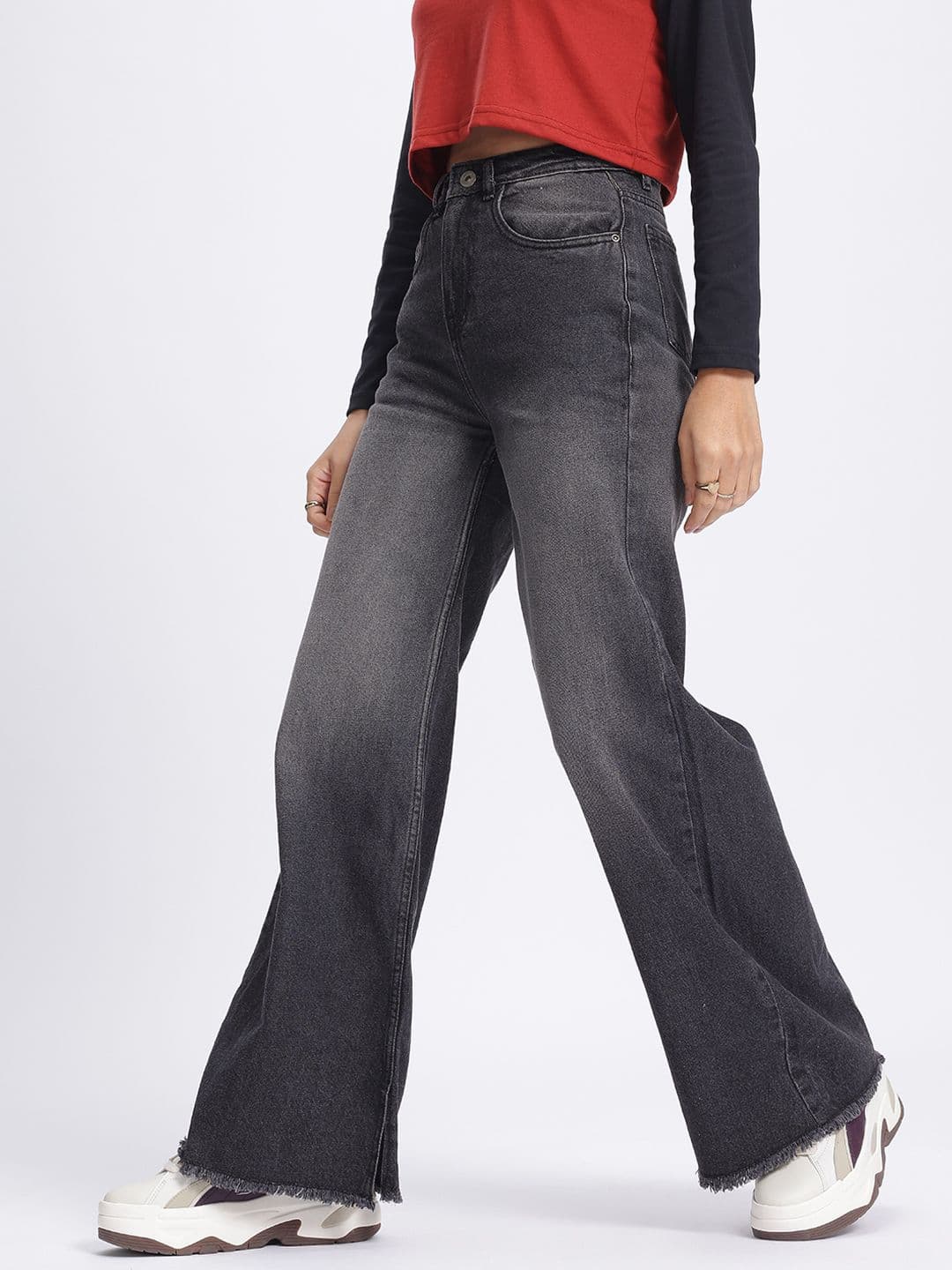 glitchez Women Baggy Fit Heavy Fade Pure Cotton Wide Leg Jeans thumbnail 2