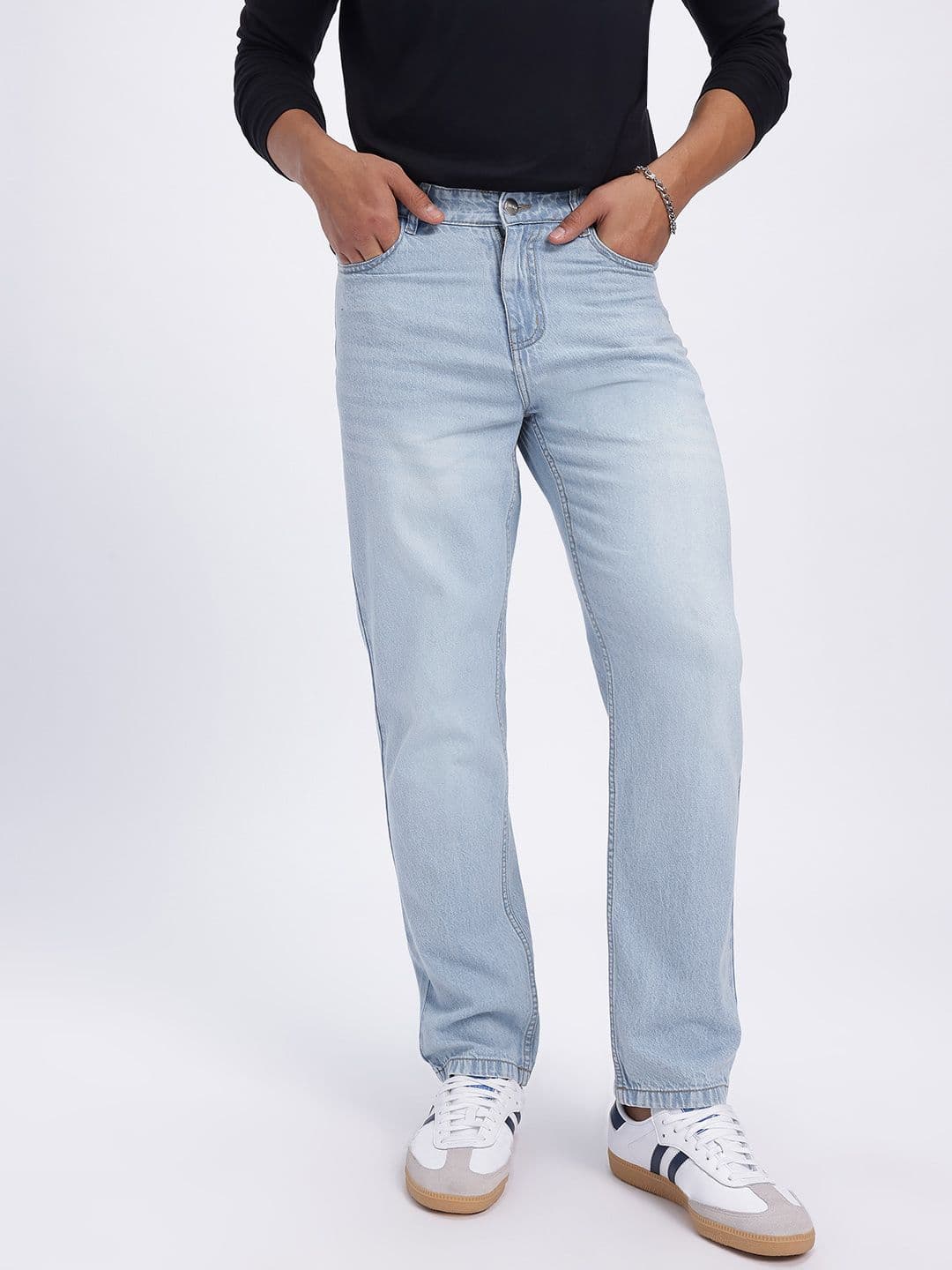 glitchez Men Mid-Rise Pure Cotton Light Fade Jeans thumbnail 3