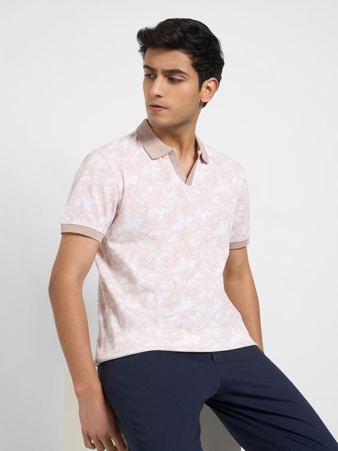 Peregrine by Pantaloons Men Printed Polo Collar Slim Fit T-shirt thumbnail 4