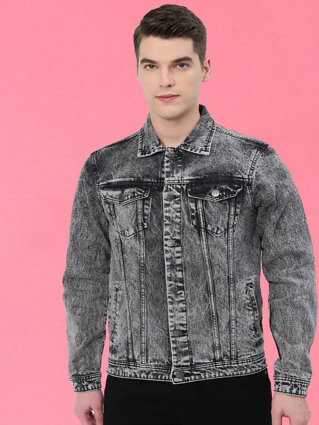 KLIZEN Men Denim Jacket with Patchwork - view 1