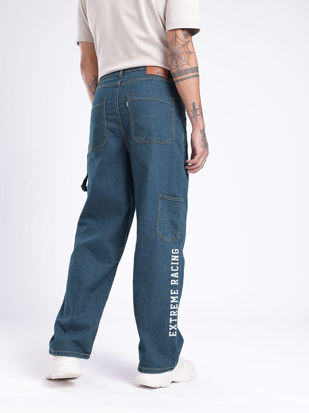glitchez Men Loose Cropped Printed Stretchable Jeans thumbnail 8