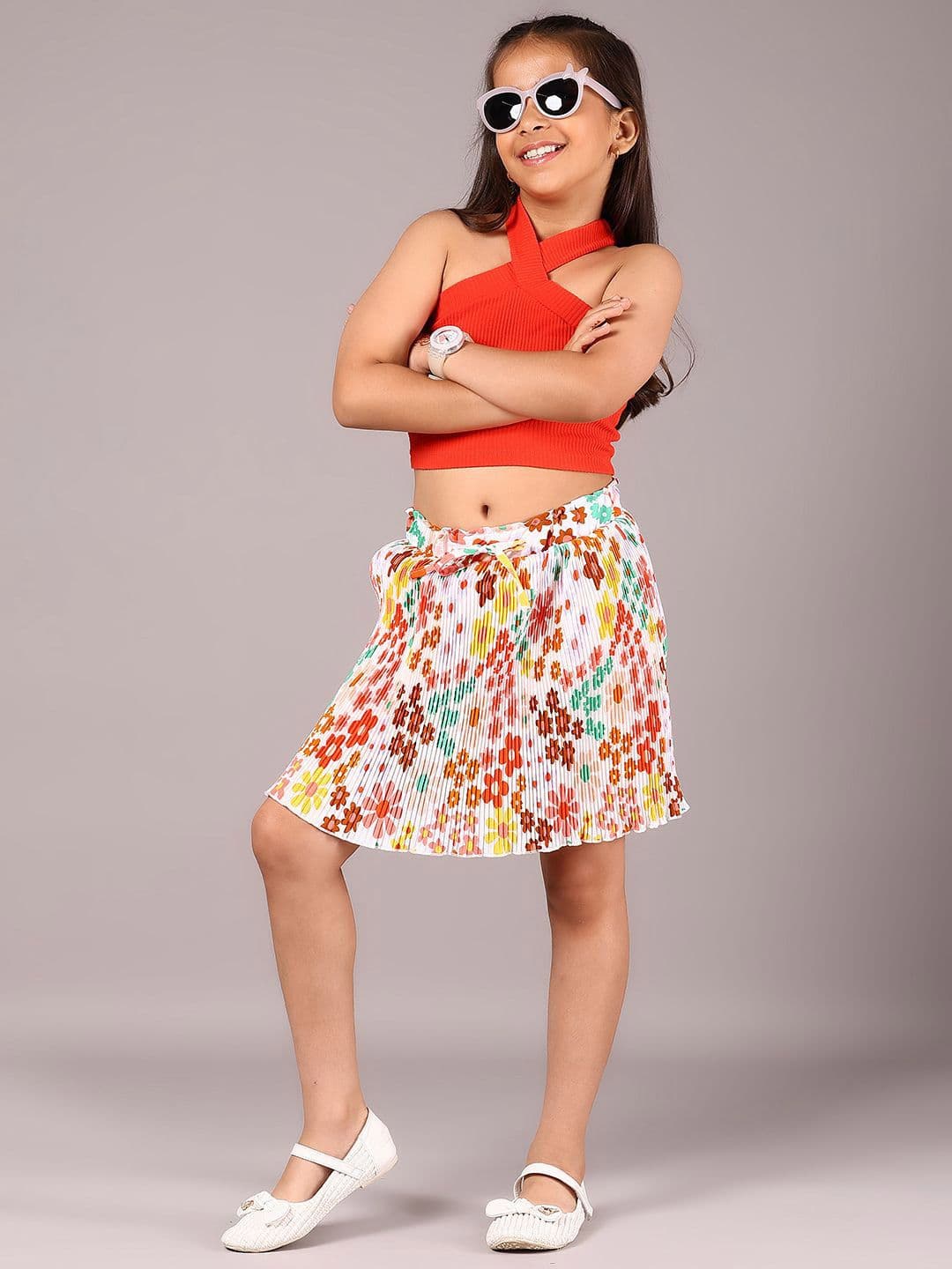 V-Mart Girls Printed A-Line Above Knee Skirt thumbnail 6