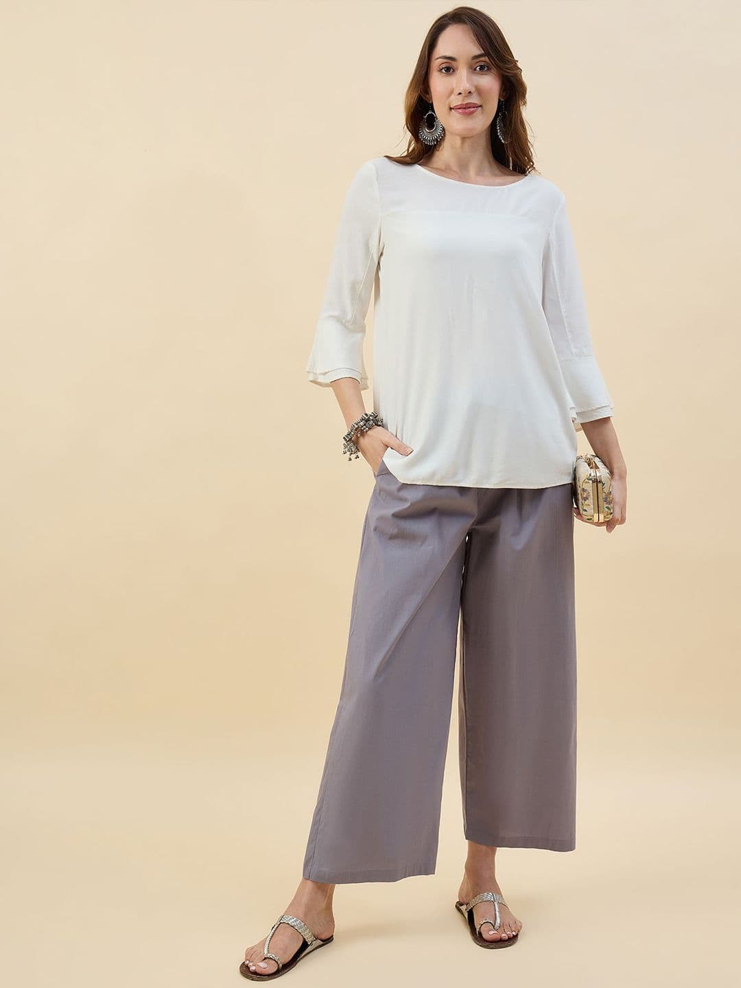 KLOSIA Women Straight Cotton Palazzos thumbnail 7