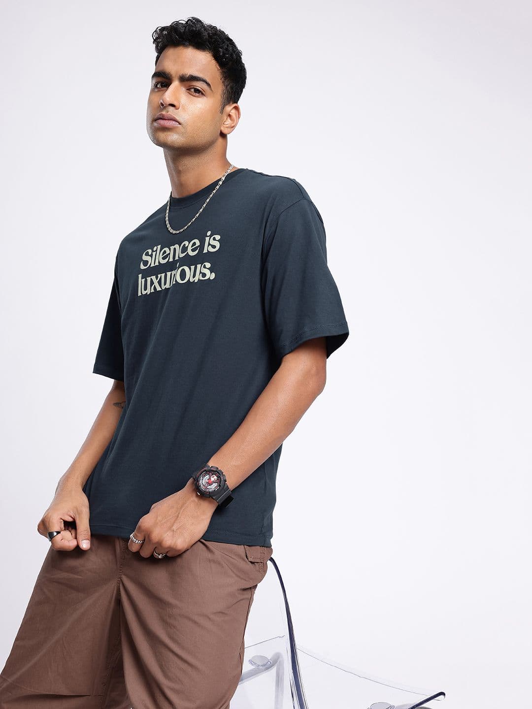 glitchez Typography Printed Relaxed Fit T-shirt - view 1