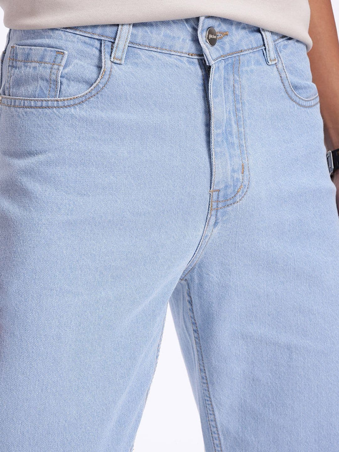 glitchez Men Straight Fit Light Blue Jeans thumbnail 5