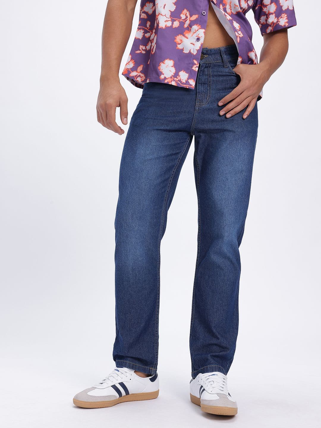 glitchez Men Mid-Rise Medium Shade Regular Fit Jeans - view 1