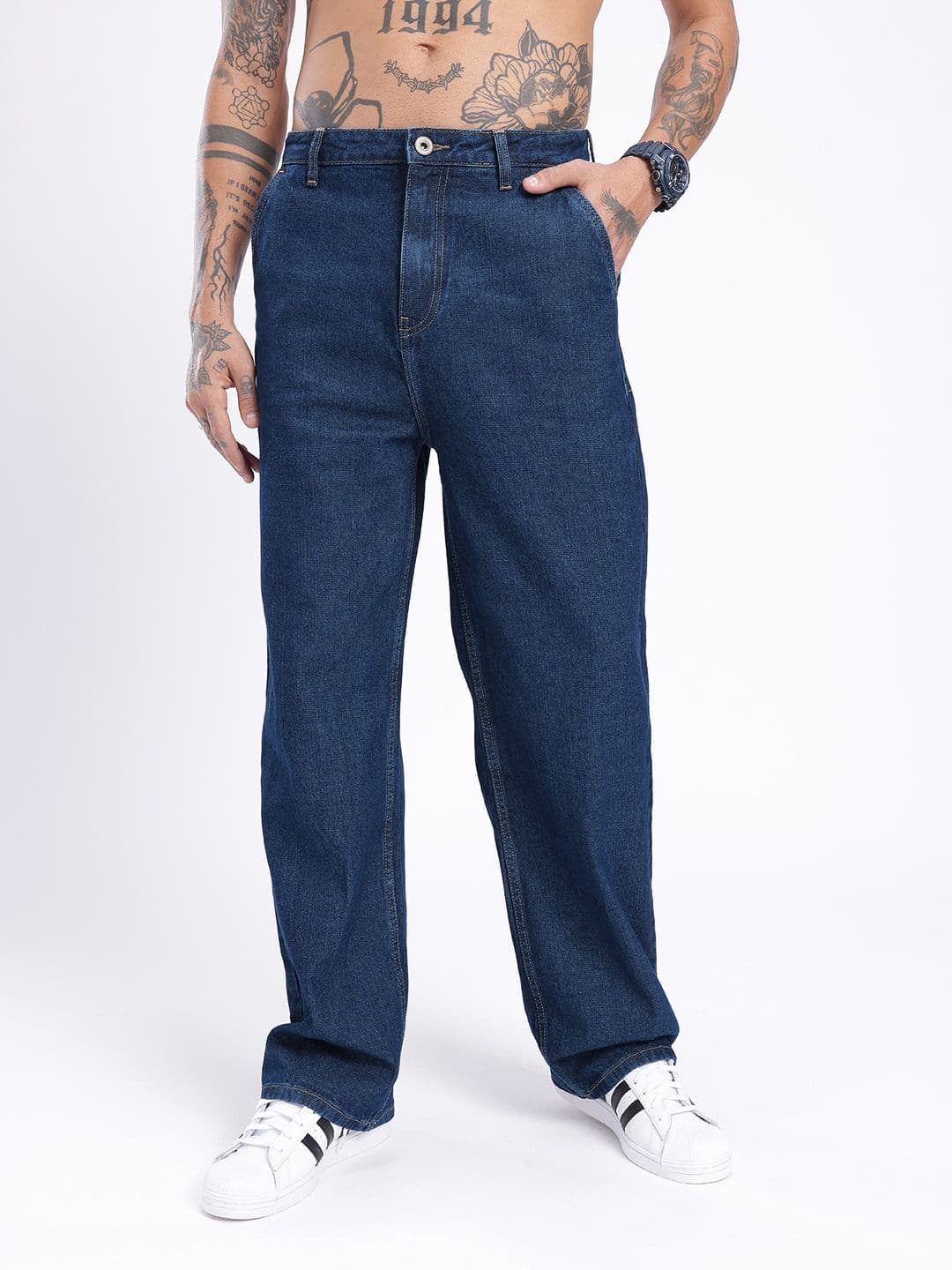 glitchez Men Casual Cool Wide Leg Jeans - view 1