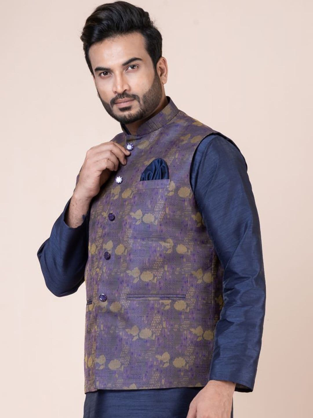 Nawaz's Kurta Mandarin Collar Nehru Jacket thumbnail 4