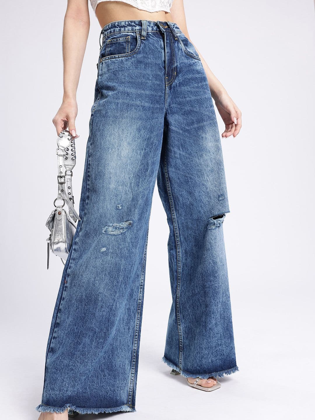 glitchez Women Relaxed Fit High-Rise Ripped Jeans - view 1