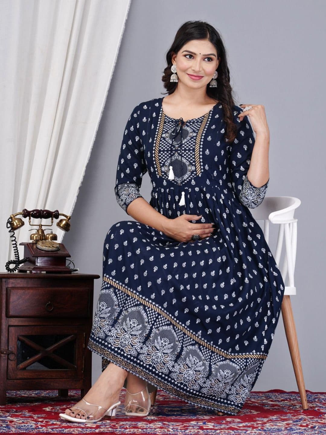 Vorcia Febtex Pack Of 2 Ethnic Motifs Printed Fit and Flare Midi Ethnic Dresses thumbnail 8
