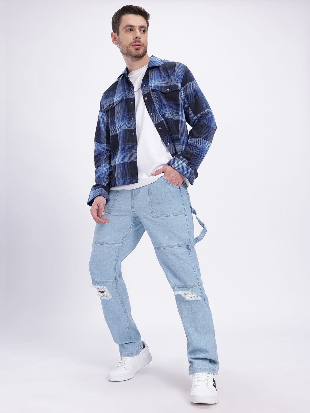 glitchez Men Raw Edge Ripped  Regular Fit Jeans thumbnail 4