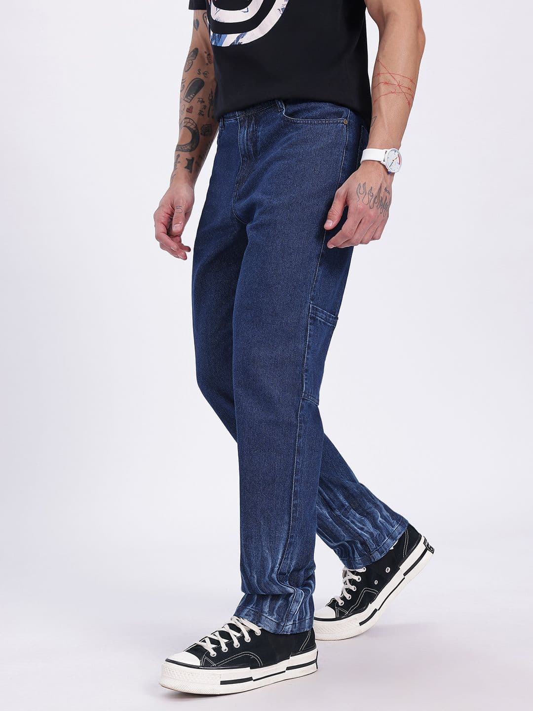 glitchez Men Crinkle Regular Fit Jeans thumbnail 6