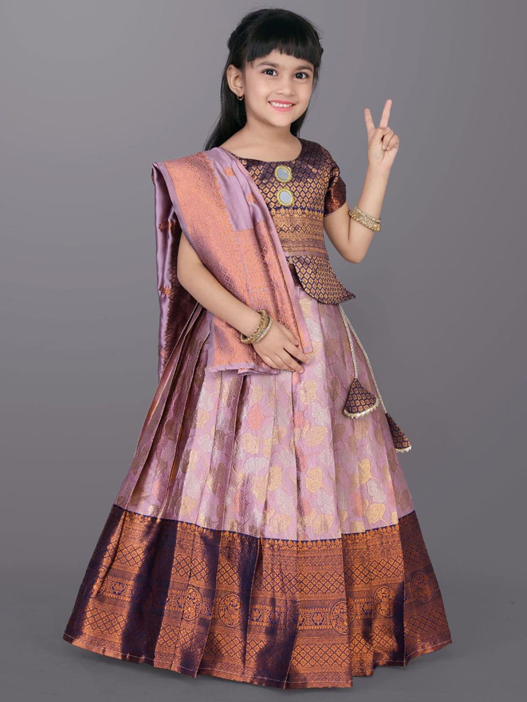 satyamfab Girls Floral Woven Design Ready to Wear Lehenga & Blouse With Dupatta thumbnail 4