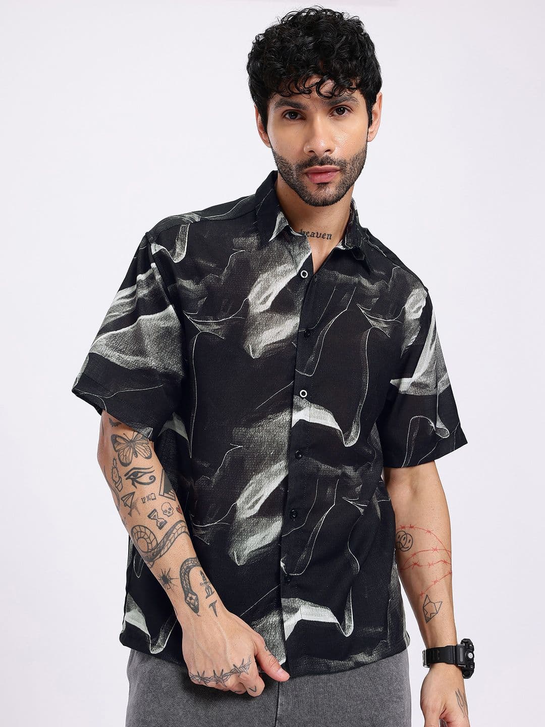 glitchez Abstract Printed Relaxed Fit Shirt thumbnail 3