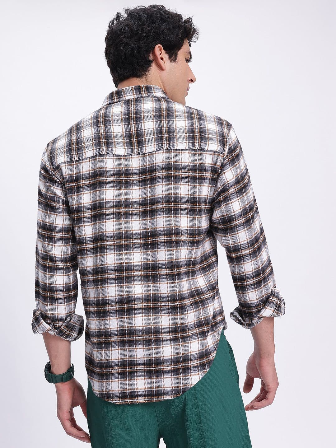 glitchez Typo Print Flannel Checked Shirt thumbnail 6