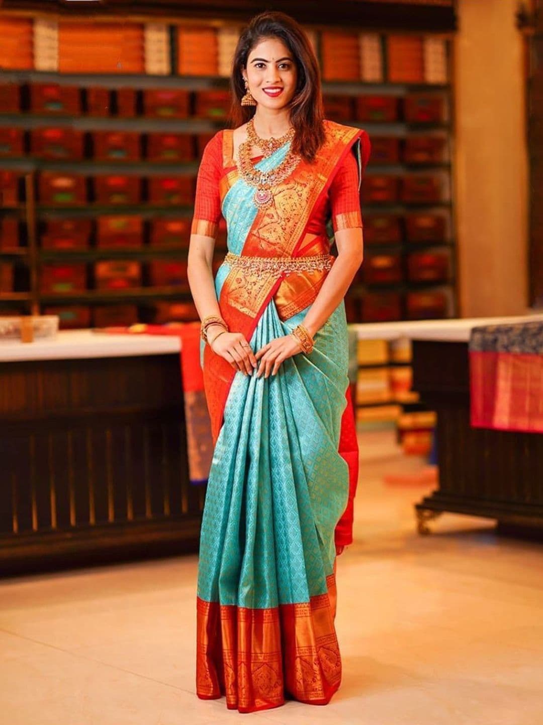 SHOP DROP Woven Design Zari Art Silk Banarasi Saree - view 1