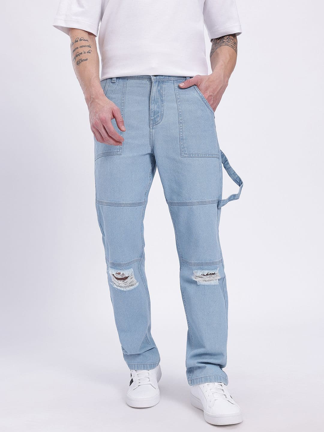 glitchez Men Raw Edge Ripped  Regular Fit Jeans thumbnail 5