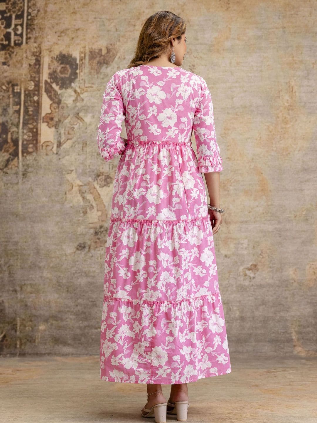 Henal Women Floral Print Maternity Fit & Flare Midi Dress thumbnail 7