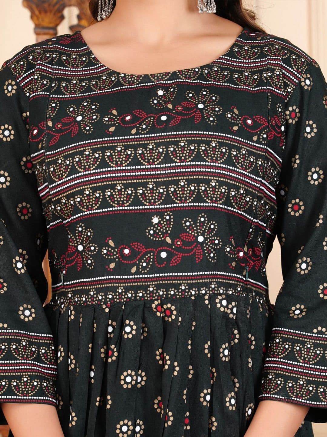 Vorcia Febtex Pack Of 2 Ethnic Motifs Printed Fit and Flare Midi Ethnic Dresses thumbnail 7