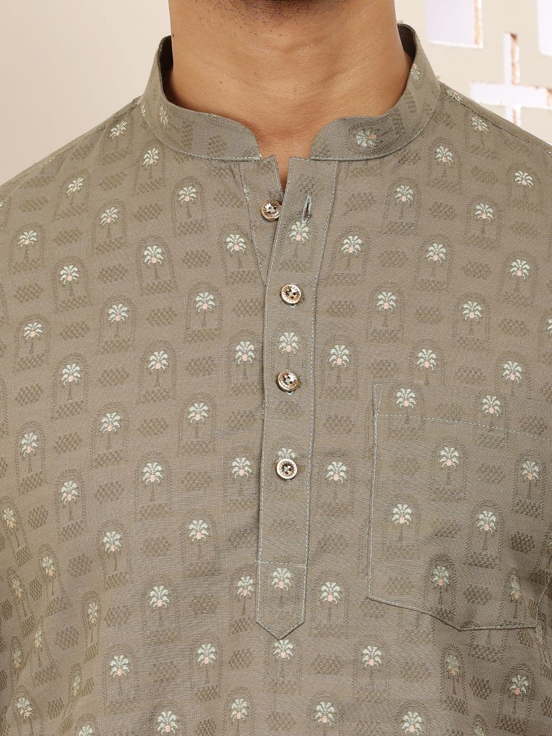 MULTI SHADES Men Ethnic Motifs Printed Thread Work Kurta thumbnail 5