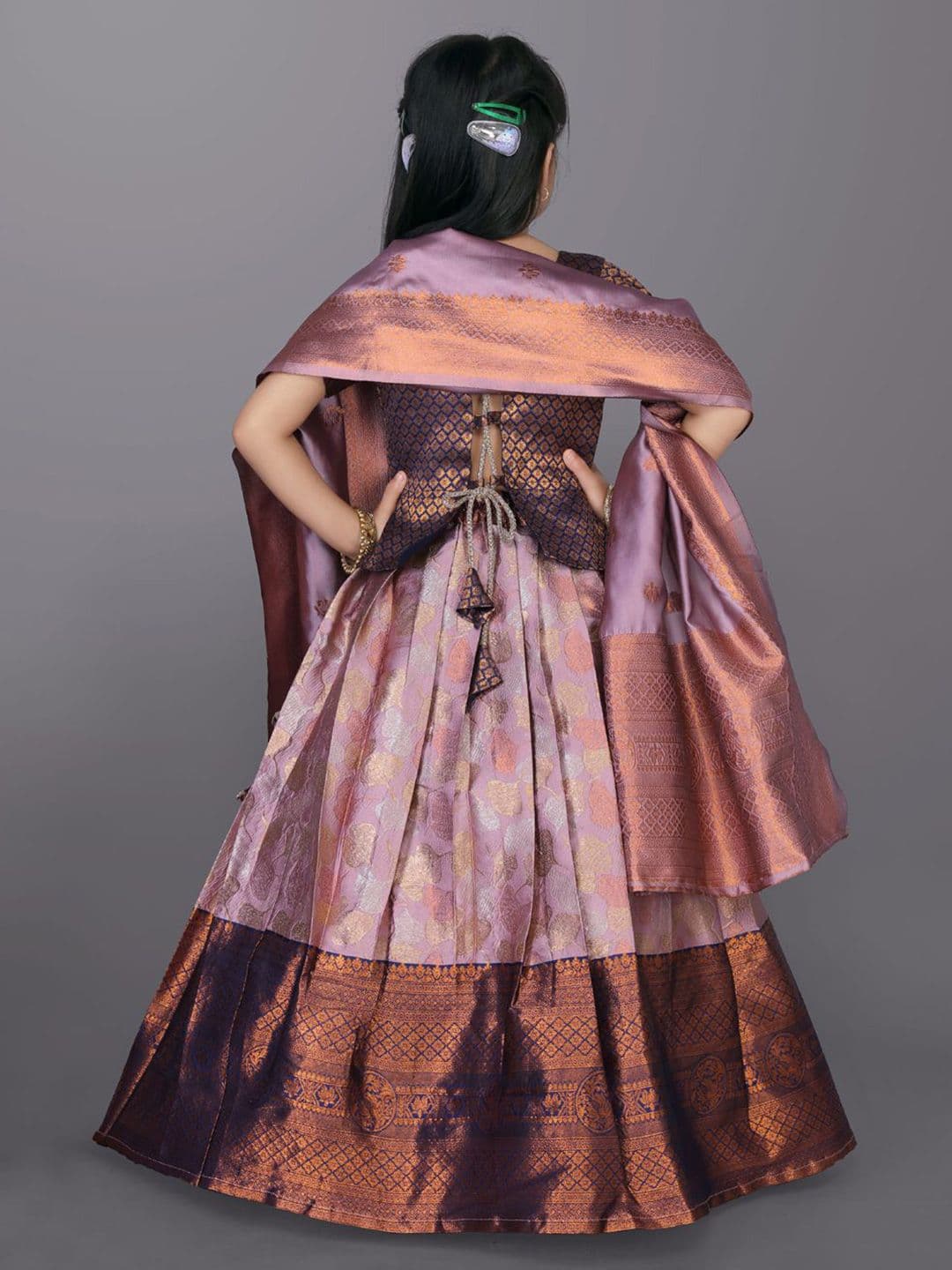 satyamfab Girls Floral Woven Design Ready to Wear Lehenga & Blouse With Dupatta thumbnail 2