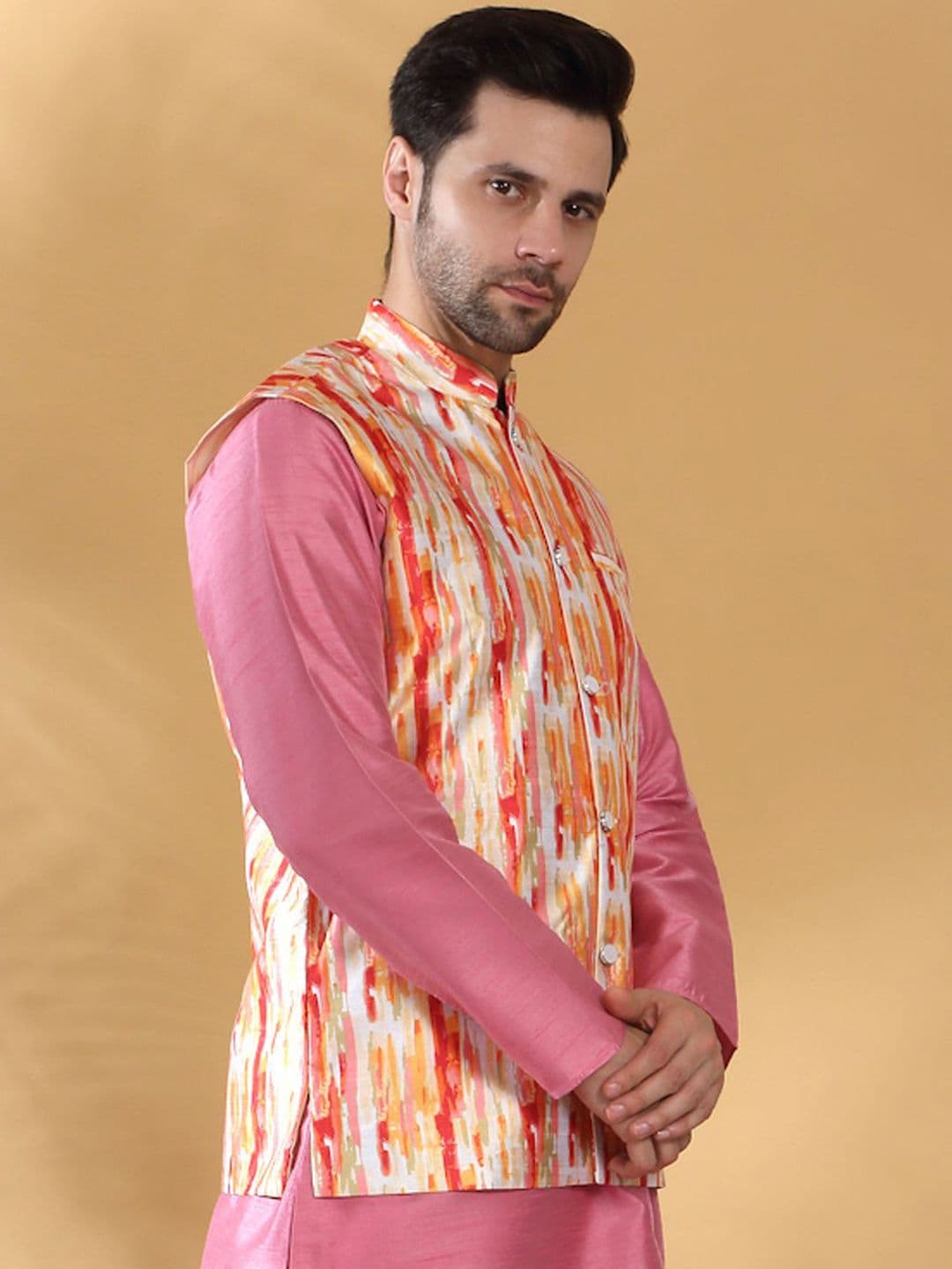 KRAFT INDIA Men Printed Woven Nehru Jacket thumbnail 7