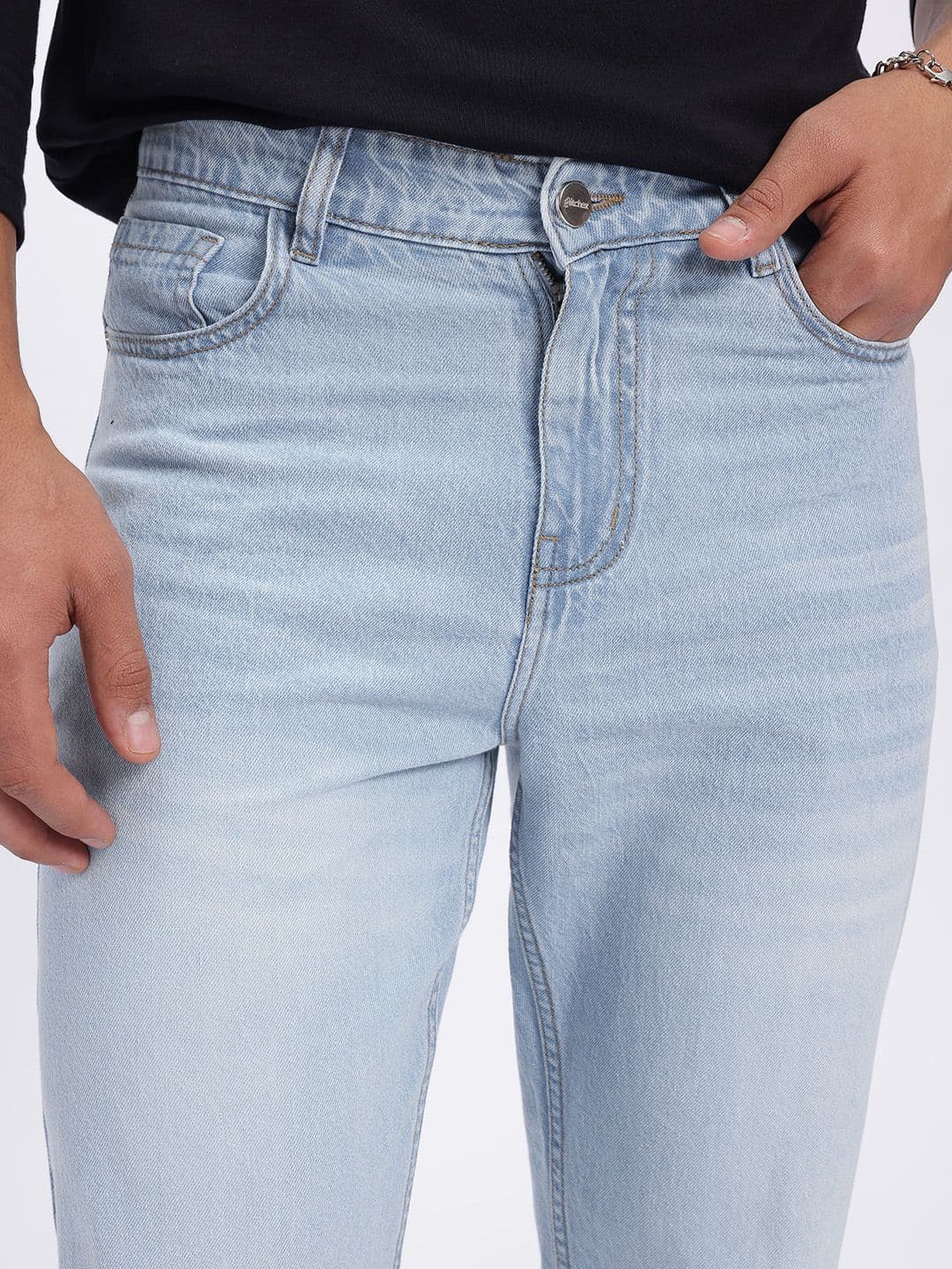 glitchez Men Mid-Rise Pure Cotton Light Fade Jeans thumbnail 6