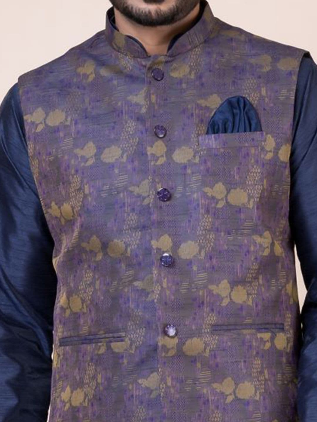 Nawaz's Kurta Mandarin Collar Nehru Jacket thumbnail 5