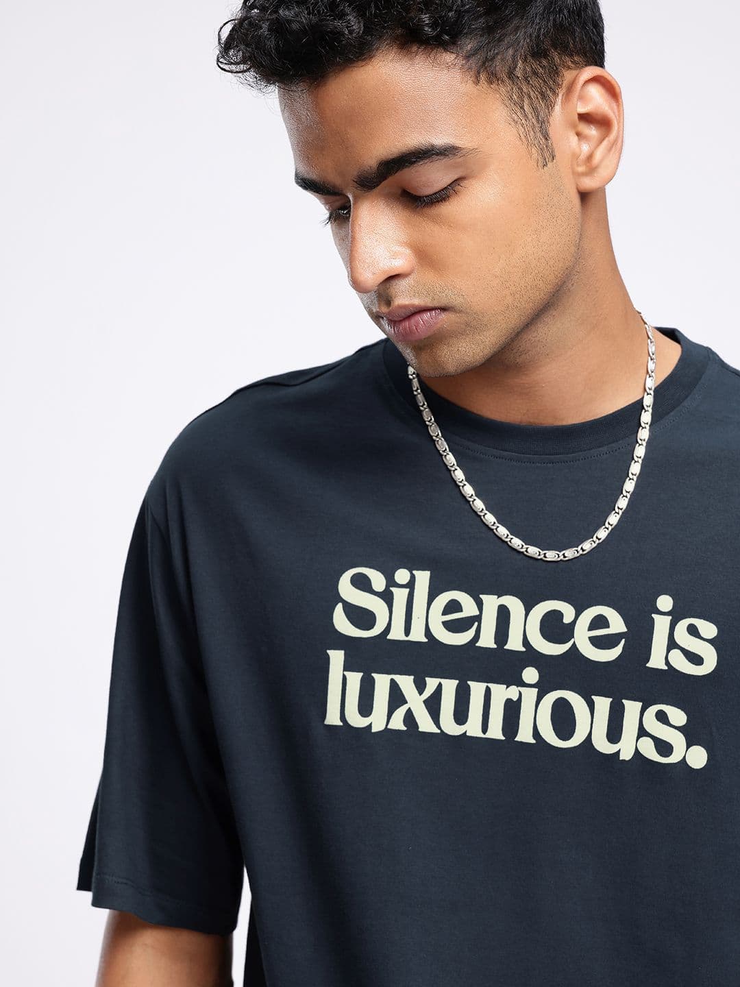 glitchez Typography Printed Relaxed Fit T-shirt thumbnail 3