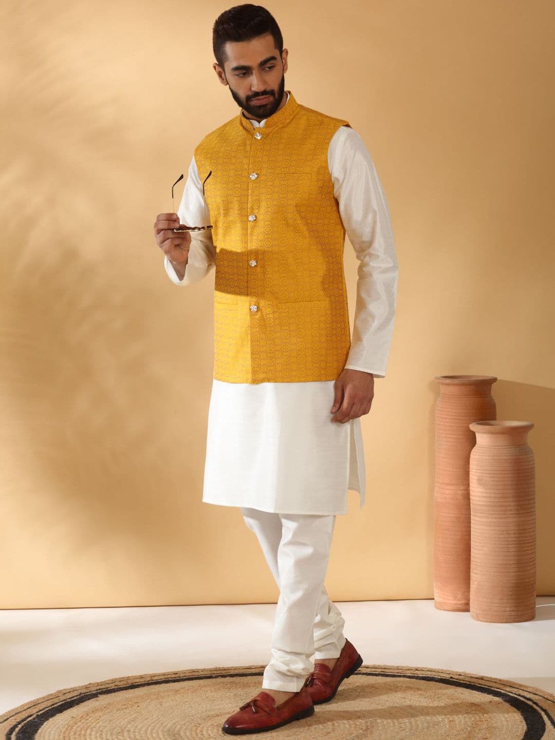 KRAFT INDIA Printed Mandarin Collar Nehru Jacket thumbnail 7