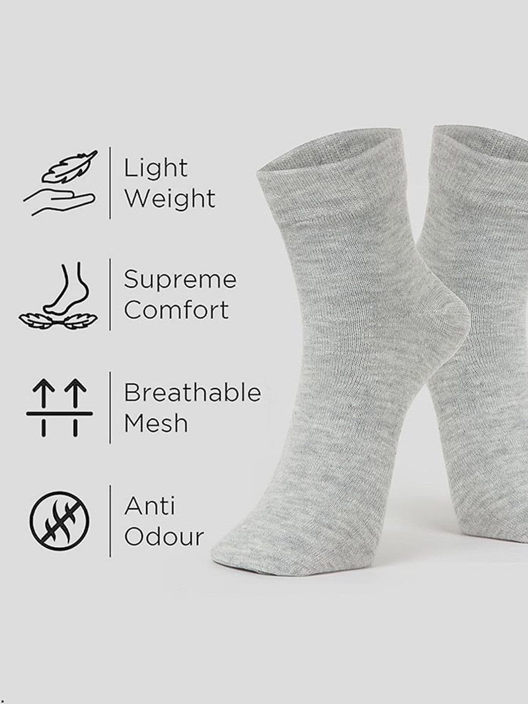 MJE Men Pack Of 5 Anti-Odour Ankle Length Socks thumbnail 4