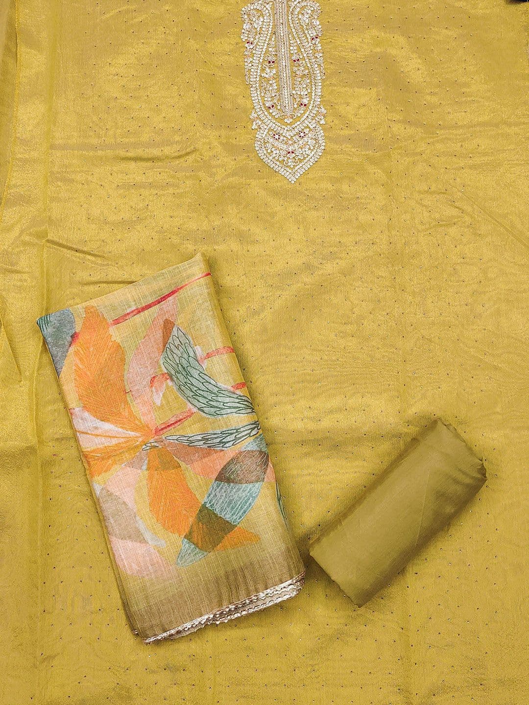 TAVAS Embroidered Sequinned Unstitched Dress Material thumbnail 4