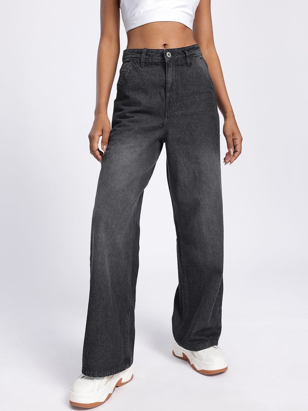 glitchez Pallazzo Fit  High Rise Wide Leg Jeans thumbnail 5