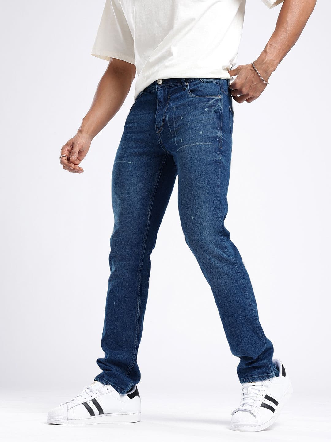 glitchez Men Slim Fit Light Fade Printed Jeans thumbnail 3
