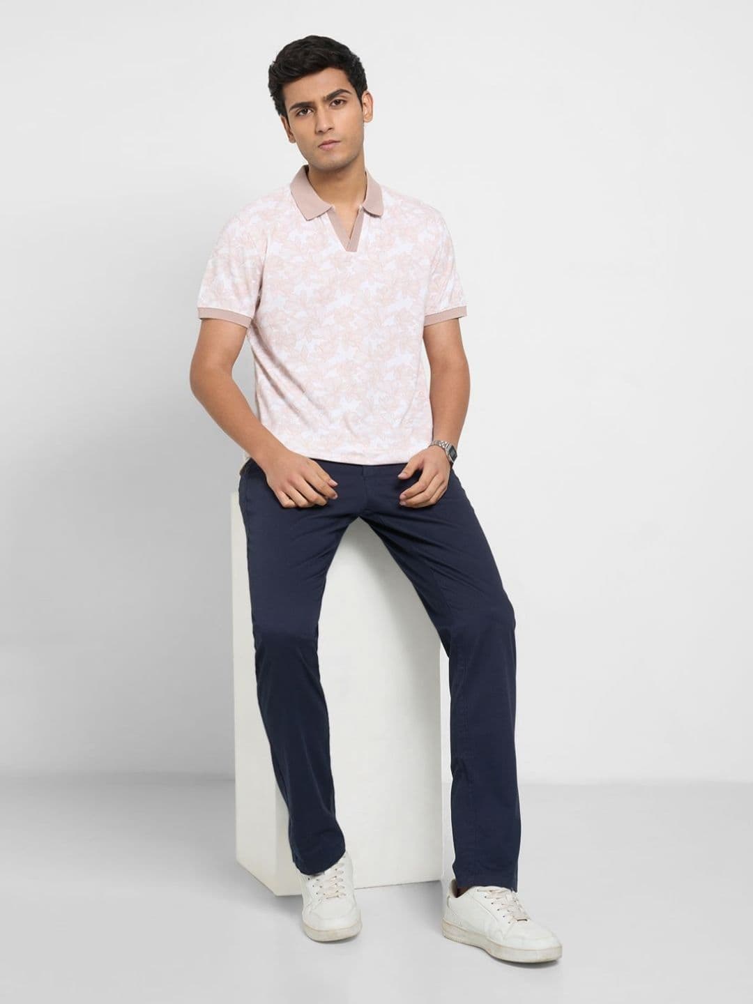 Peregrine by Pantaloons Men Printed Polo Collar Slim Fit T-shirt thumbnail 6