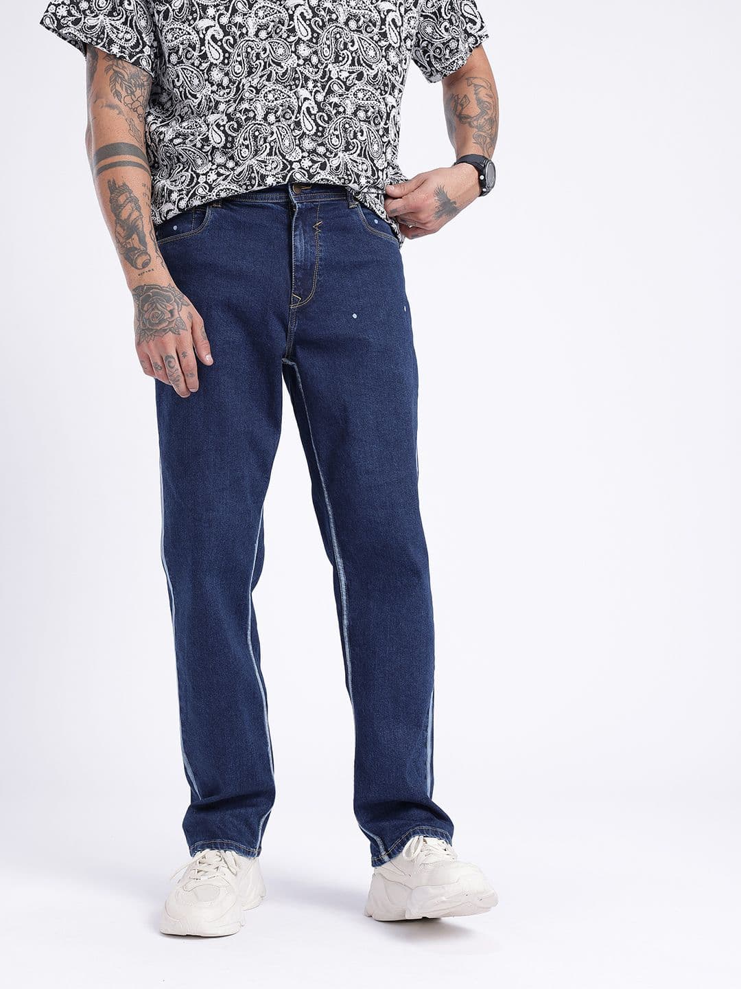 glitchez Men Printed Straight Fit Jeans thumbnail 2